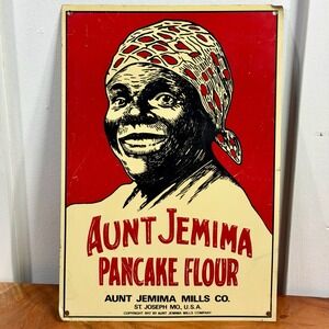 Vintage Aunt Jemima Pancake Flour Tin Sign Advertising Aunt Jemima Mills Co